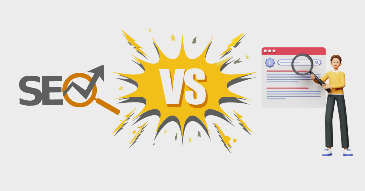 Manual SEO vs AI SEO workflow illustration