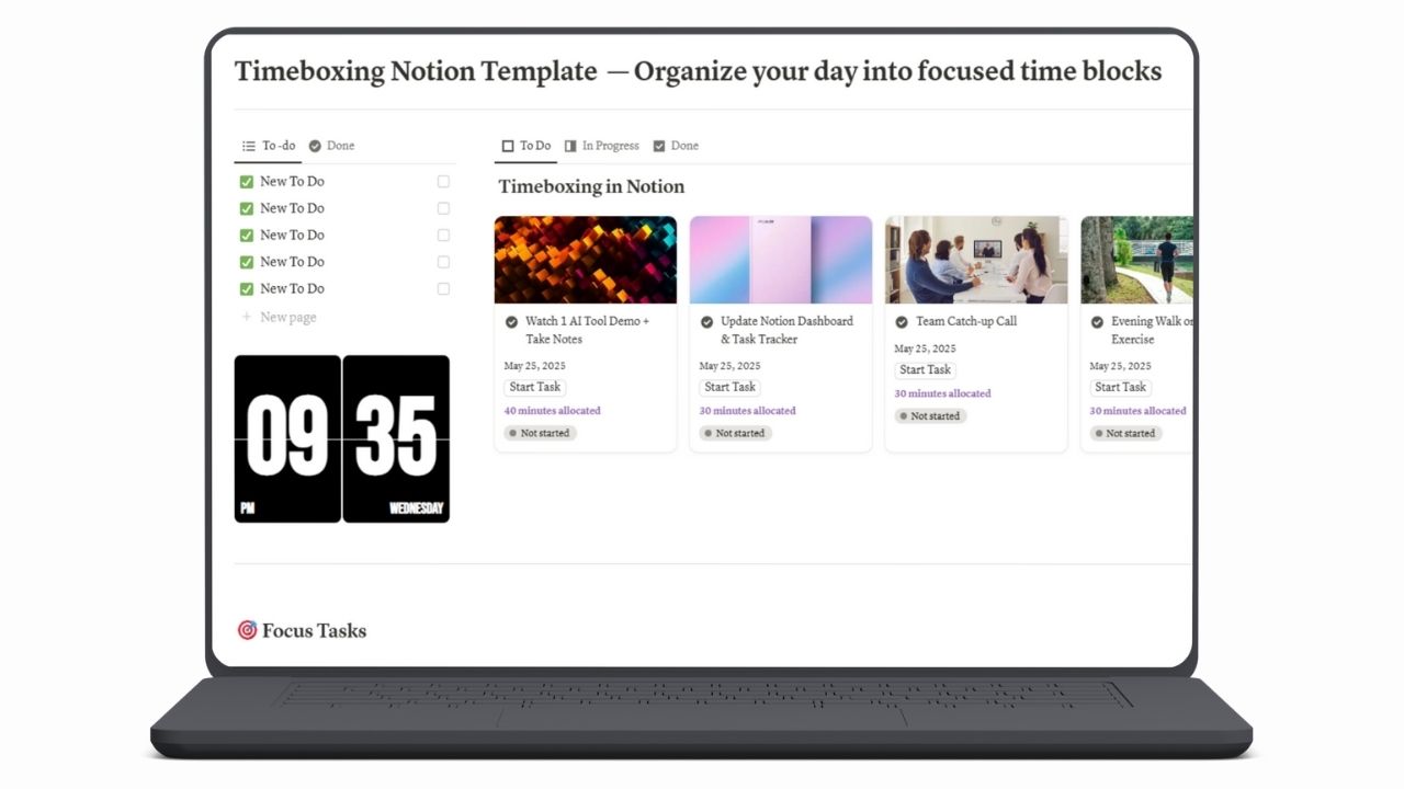 Notion Time Boxing Templete Plan the Day With Focus